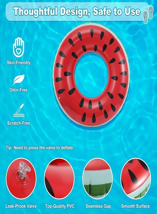 SHOPLUV Watermelon Pool Floats for Kids Adults Inflatable Swim Rings Swimming Pool Float Tube Round Shaped Swimming Tube Water Fun Beach Pool Toys for Summer Party - Image 5